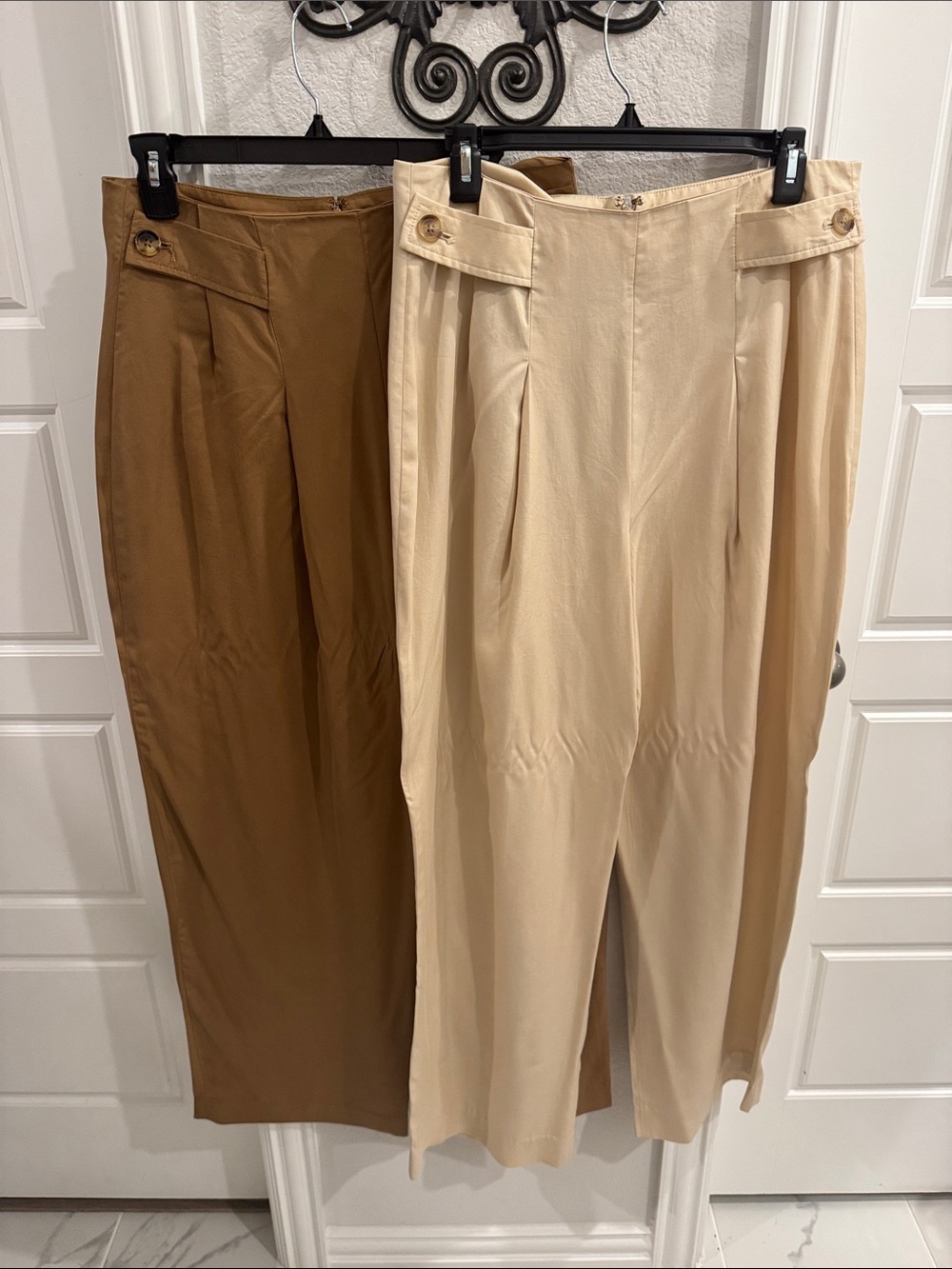 2 PAIRS Banana Republic High-Waist Pleated Trousers in Tan and Brown SIZE 10
